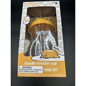 Sanrio Gudetama Tumbler Cup Sparkly Straw Set Egg Lazy Sad New NIB